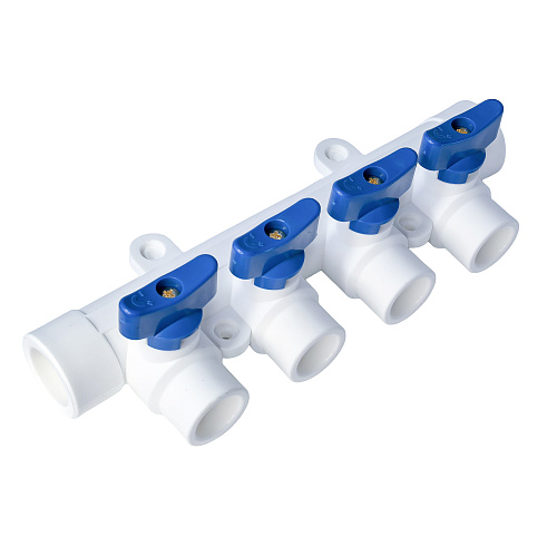 Коллектор с шаровым краном универсальный PPR 25х20/4, RTP