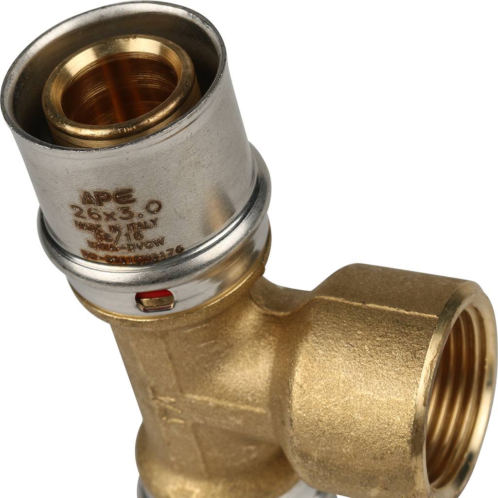 Тройник-переходник STOUT с внутренней резьбой 26х3/4 х26 для металлопластиковых труб прессовой, SFP-0007-003426