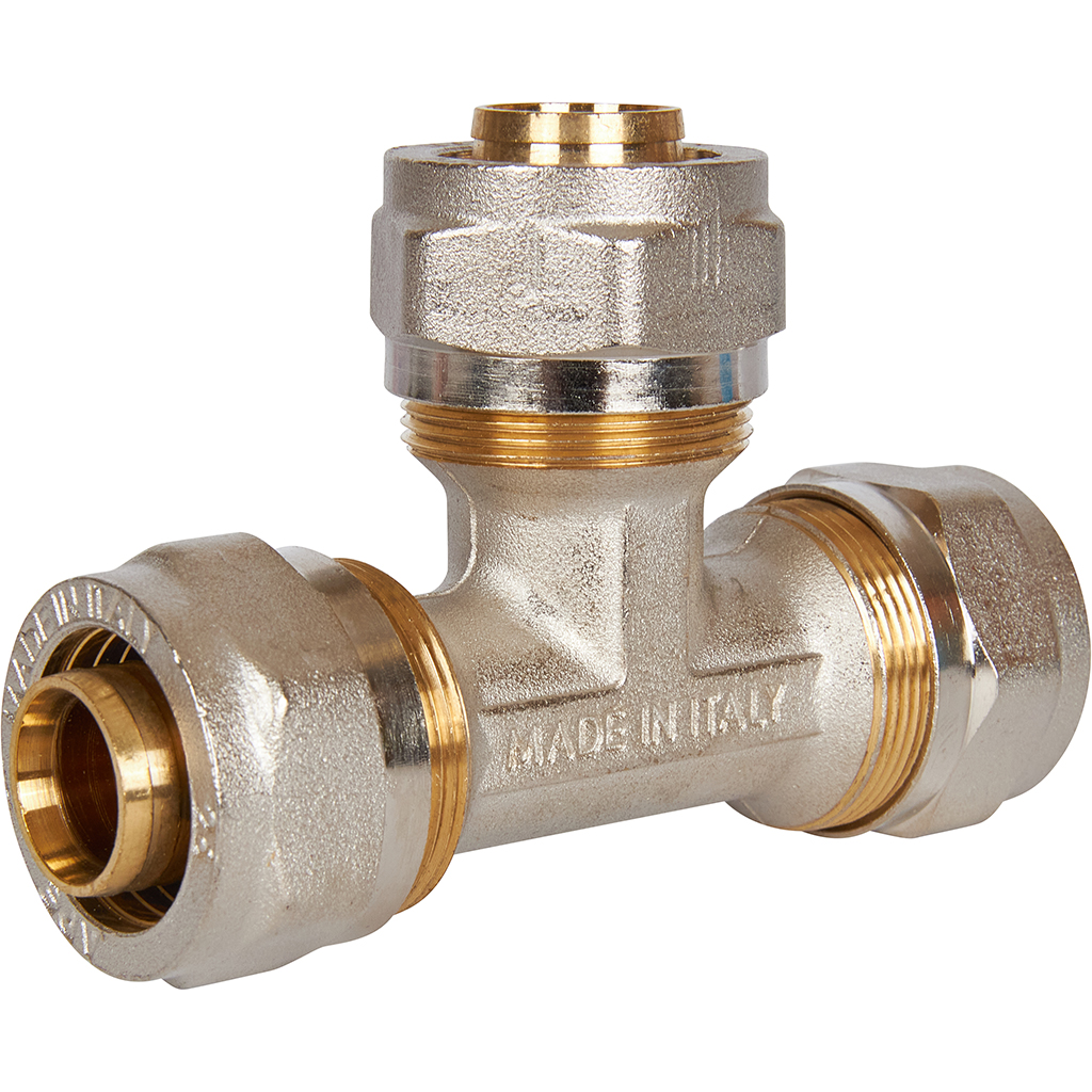 Тройник STOUT равнопроходный 26х26х26 для металлопластиковых труб винтовой, SFS-0009-000026