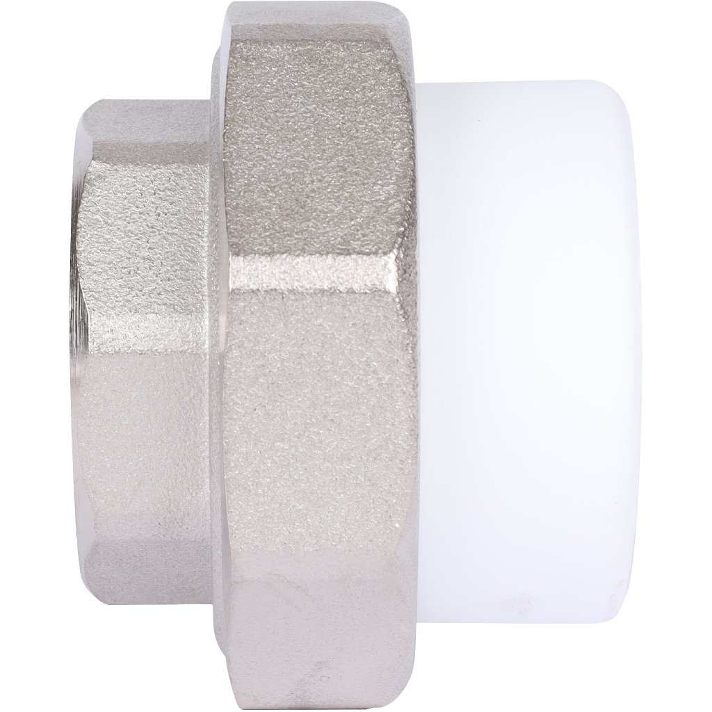 Муфта разъемная Политэк 40х1 1/4 с внутренней резьбой для полипропиленовых труб под сварку (цвет белый)