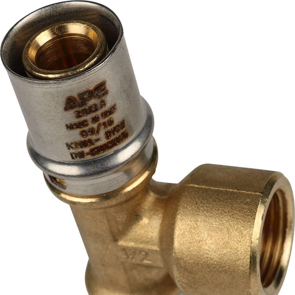 Тройник-переходник STOUT с внутренней резьбой 20х1/2 х20 для металлопластиковых труб прессовой, SFP-0007-001220