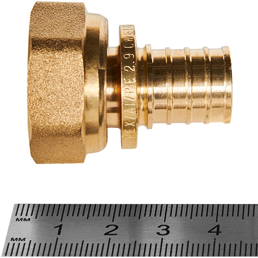 Переходник с накидной гайкой (евроконус) ROMMER 20xG 3/4 для труб из сшитого полиэтилена аксиальный