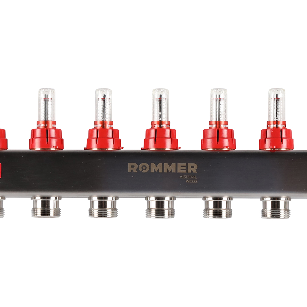 Коллектор из нержавеющей стали в сборе с расходомерами ROMMER 7 выходов, RMS-1210-000007