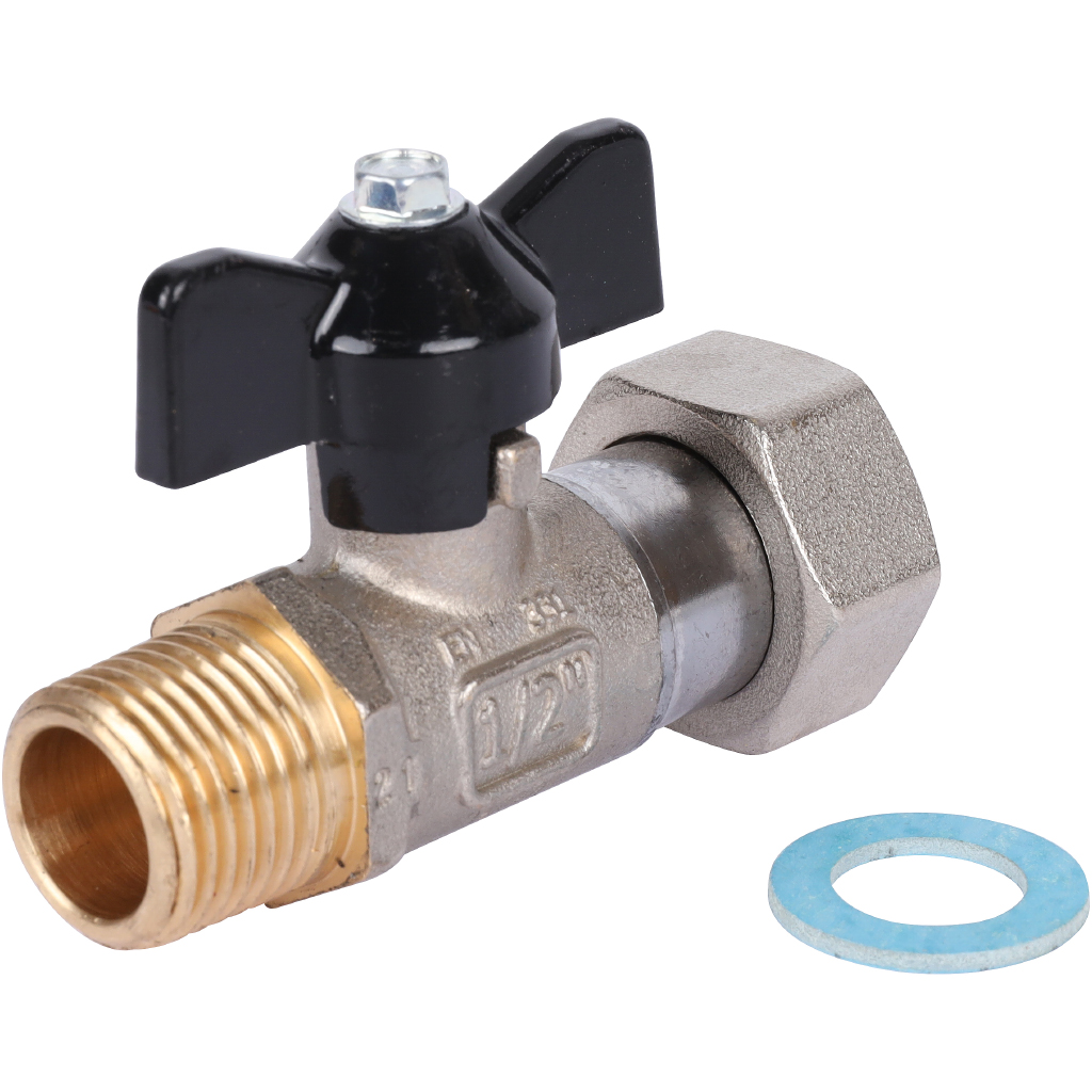 Кран шаровой STOUT 1/2x3/4 с накидной гайкой, НР/накидная гайка, ручка бабочка, SVB-1009-001520