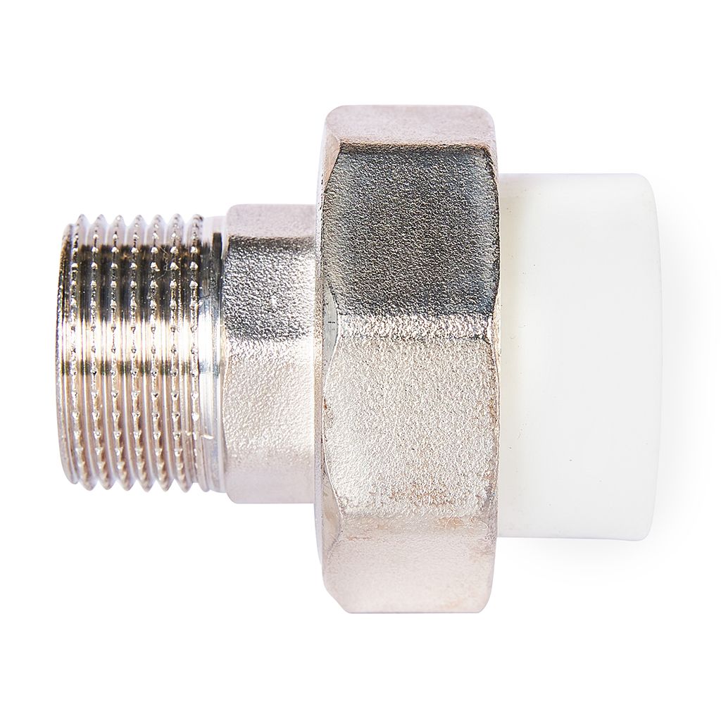 Муфта комбинированная Pro Aqua d=25-3/4 PP-R разъемная (американка) УСИЛЕННАЯ НР Белая