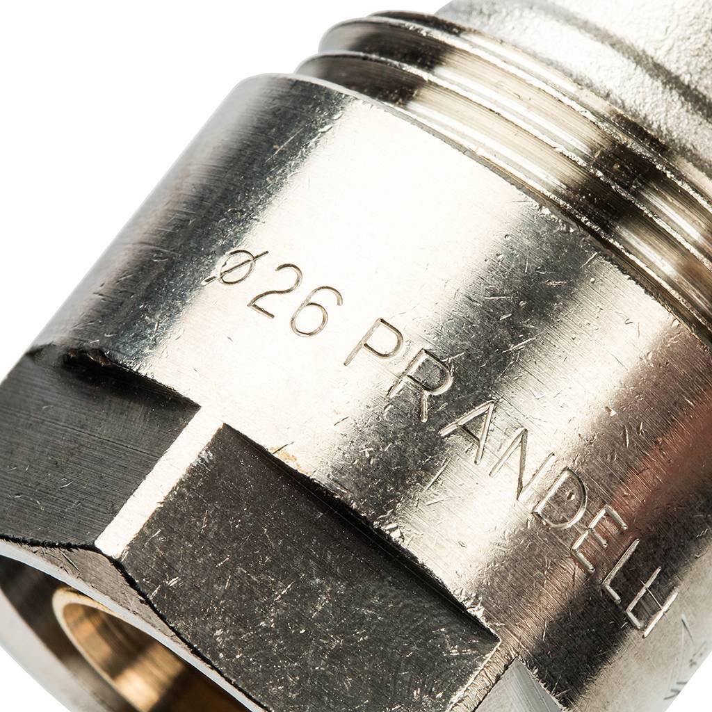 Угольник 90 Prandelli Multyrama (26х3,0) для металлопластиковых труб винтовой, 103.06.02.6