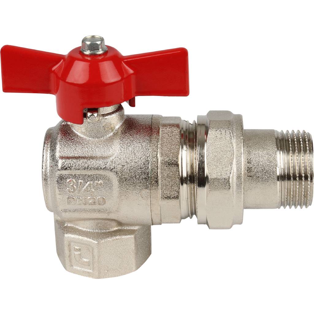 Кран шаровой Itap угловой полнопроходной IDEAL 298 3/4 (бабочка), американка, 36363