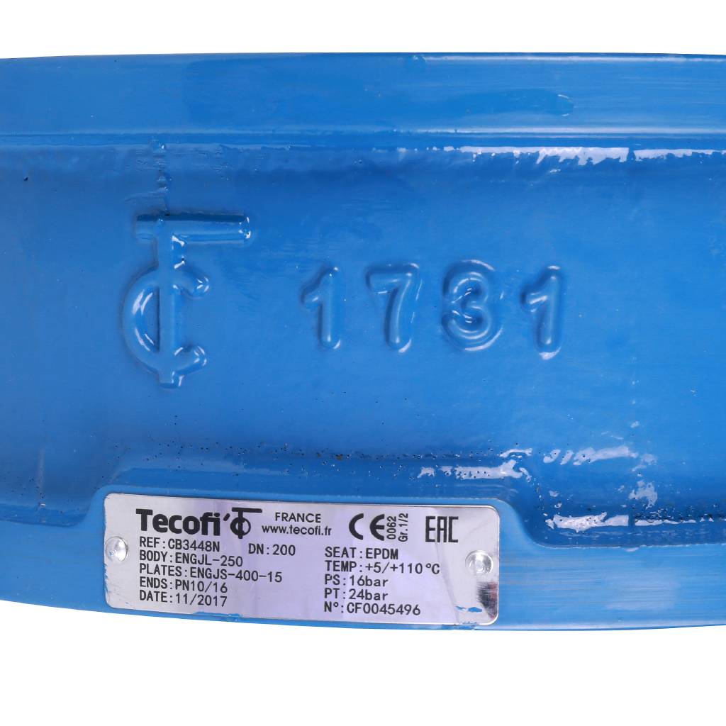 Клапан обратный Tecofi Ду200 Ру16 2/ств межфланцевый из чугуна, CB3448N-EP0200