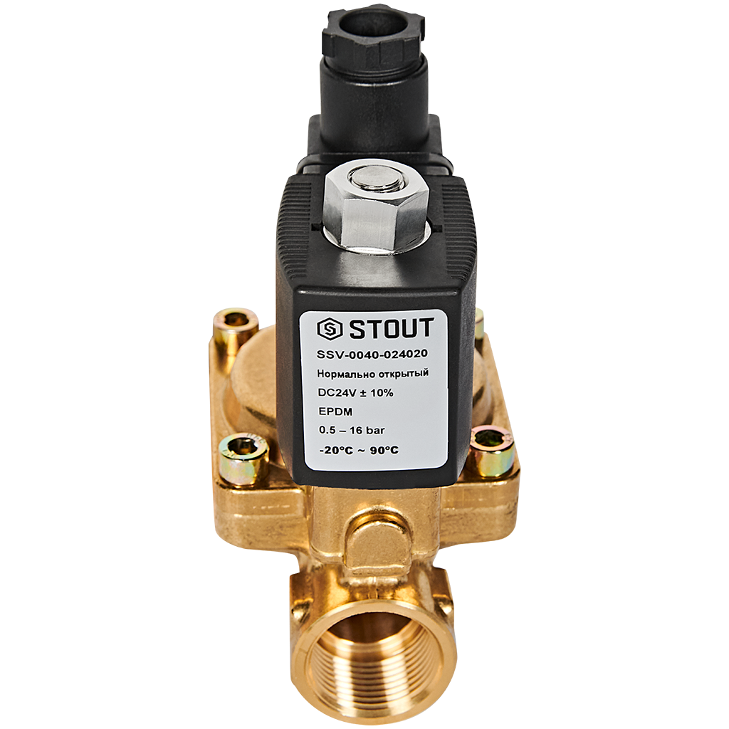 Клапан соленоидный (электромагнитный) STOUT непрямого (пилотного) действия НО 24В G3/4 SSV-0040-024020
