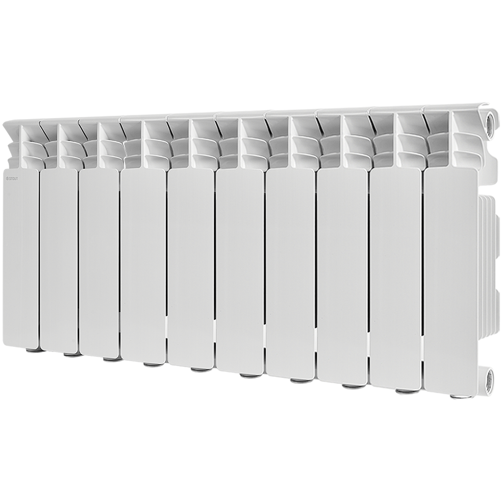 Радиатор алюминиевый STOUT GAMMA 350 10 секций боковое подключение (белый RAL 9010), SRA-3310-035010