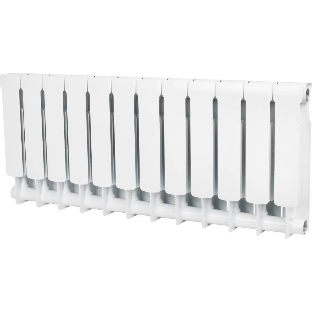 Радиатор биметаллический STOUT Space 350 12 секций боковое подключение RAL9016, SRB-0310-035012