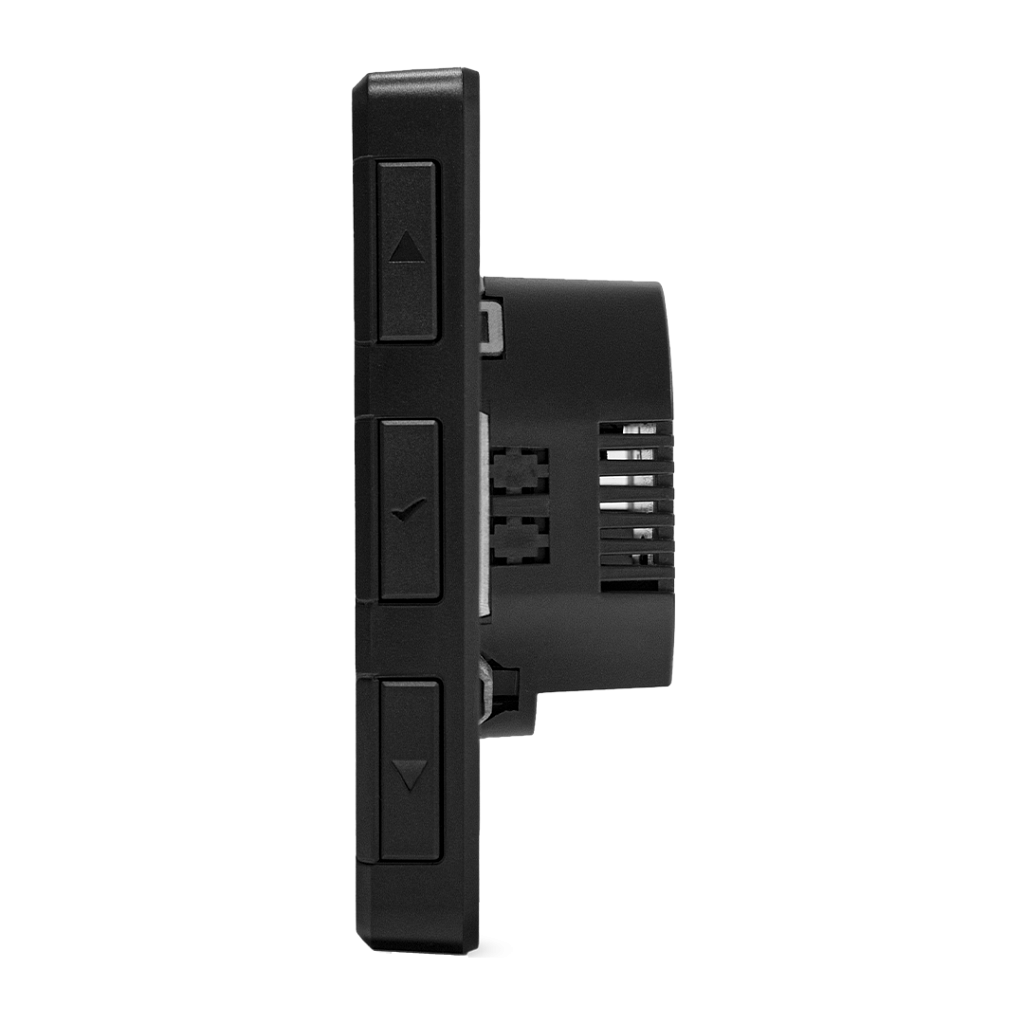 Универсальный Терморегулятор ENGO Controls, черный, с модулем Zigbee, с питанием 230, со встроенным датчиком влажности, с возможностью подключения датчика пола