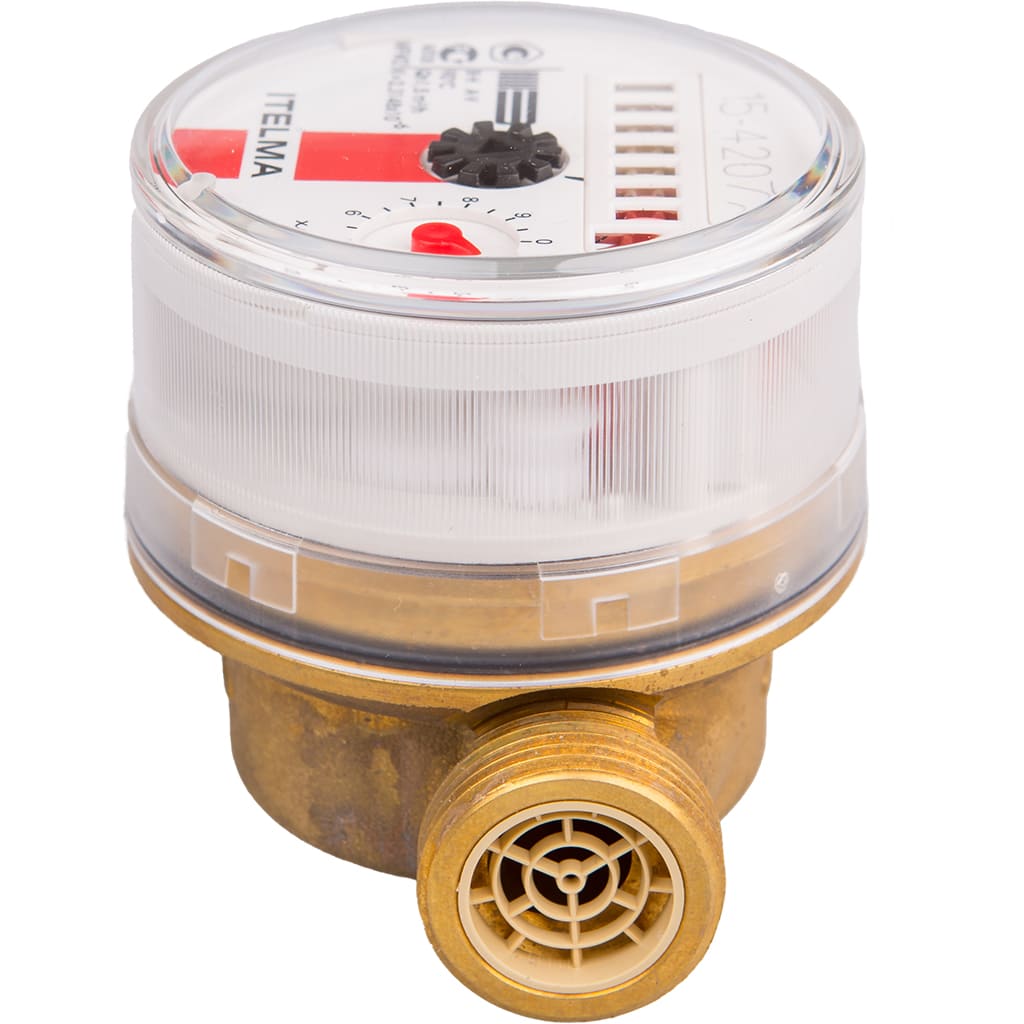 Счетчик горячей воды (Ду=15мм, L=80мм, Qном=1,5 м3/ч, импульсный выход ГЕРКОН, вес импульса =1 л), WFW24.D080-3-B-L-01-IP54