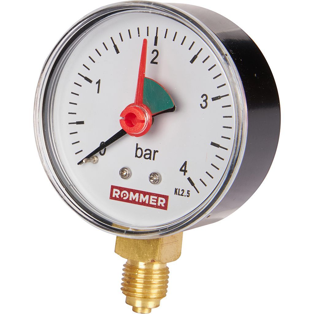 Манометр радиальный ROMMER 63 мм с указателем предела 1/4