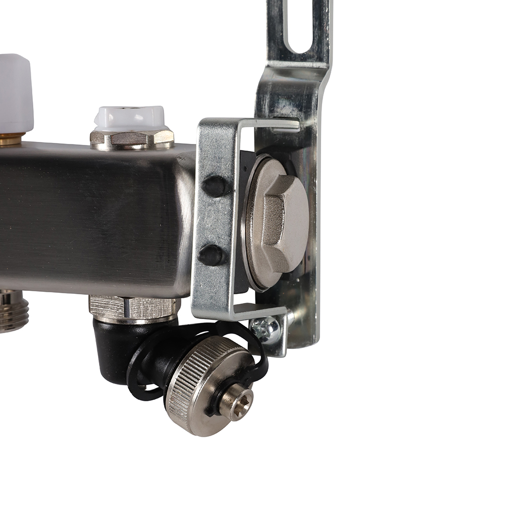 Коллектор из нержавеющей стали без расходомеров ROMMER, с клапаном вып. воздуха и сливом 3 выхода, RMS-3201-000003