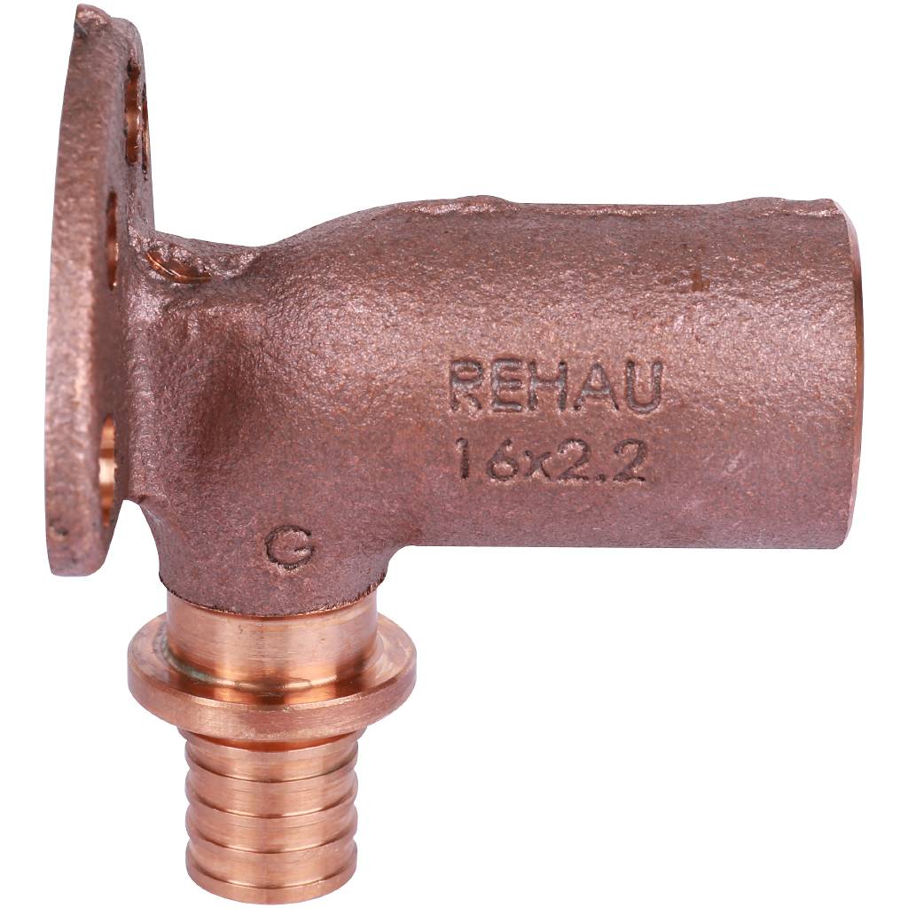 Угольник настенный РЕХАУ RAUTITAN с внутр. резьбой 16-Rp 1/2 длинный, 59 мм RX+ для труб из сшитого полиэтилена аксиальный, 14563711001