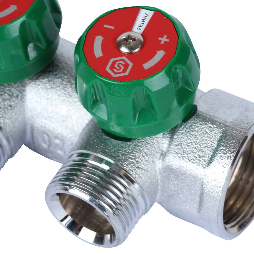 Коллектор регулирующий STOUT 1 , 3 отвода 3/4  ЕК