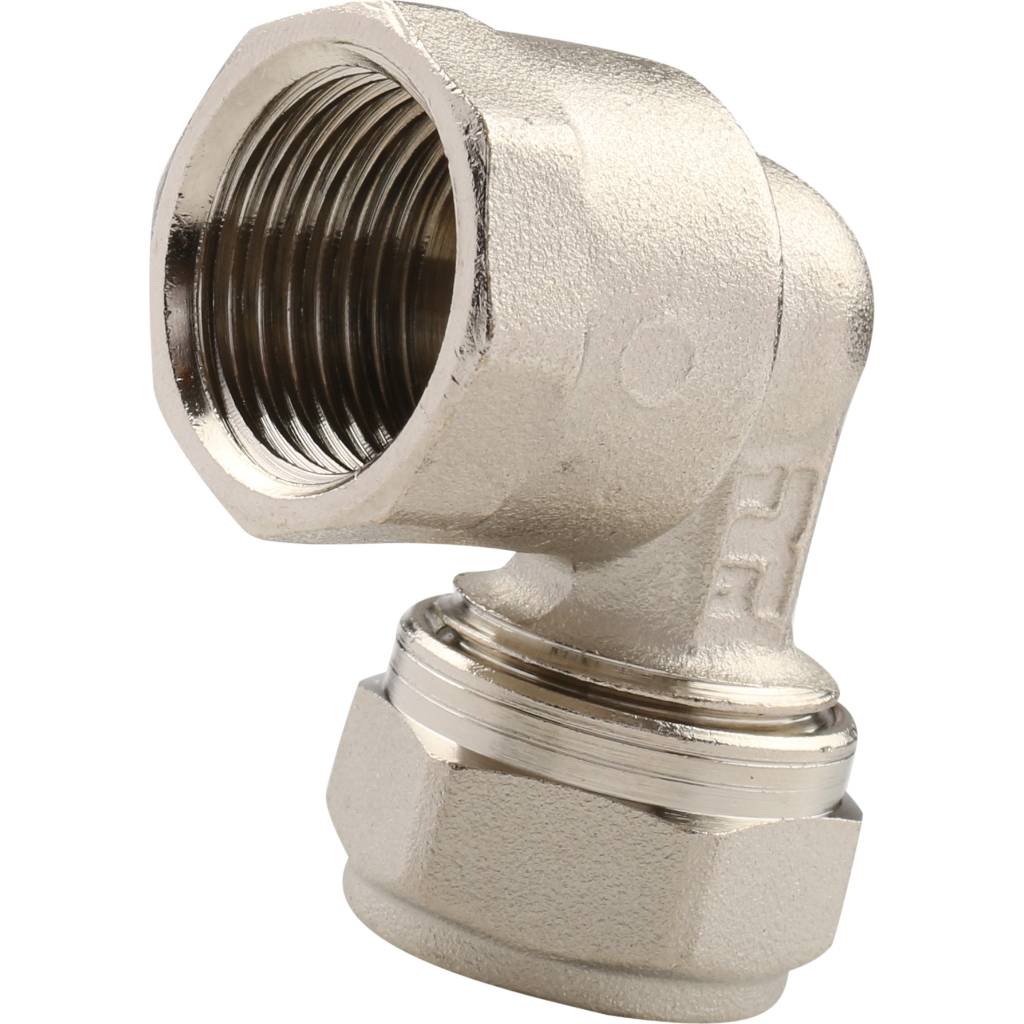 Угольник TIEMME с внутренней резьбой (16х2.0х1/2) для металлопластиковых труб винтовой, 1600006