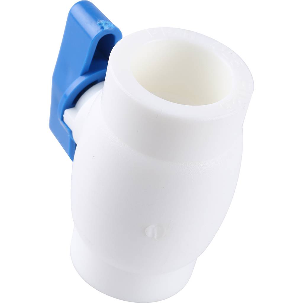 Мини-кран шаровой Kalde с синей ручкой для полипропиленовых труб d=25 для полипропиленовых труб под сварку (цвет белый), 3242-vlm-250001