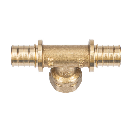 Тройник аксиальный, латунь, внутренняя резьба,20х1/2, желтый, RTP