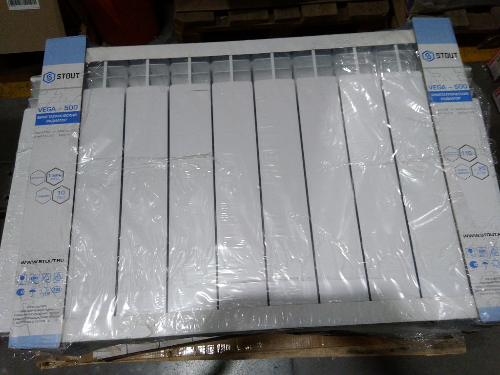 Уцененный товар (царапины, сколы, нарушена упаковка): Радиатор биметаллический STOUT VEGA 500 10 секций боковое подключение (белый RAL 9016), SRB-1310-050010