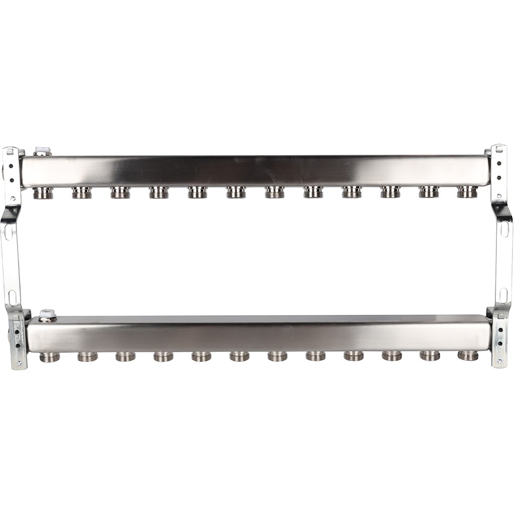 Коллектор из нержавеющей стали ROMMER для радиаторной разводки 12 выходов