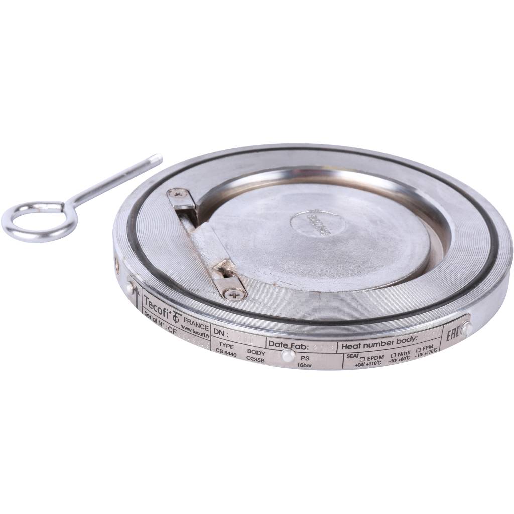 Клапан обратный Tecofi Ду100 Ру16 1/ств стальной межфланцевый стальной, CB5440-0100