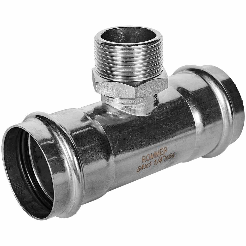 Тройник-Переходник ROMMER ВПр-НР, 54х11/4, из нержавеющей стали прессовой, RSS-1016-054114