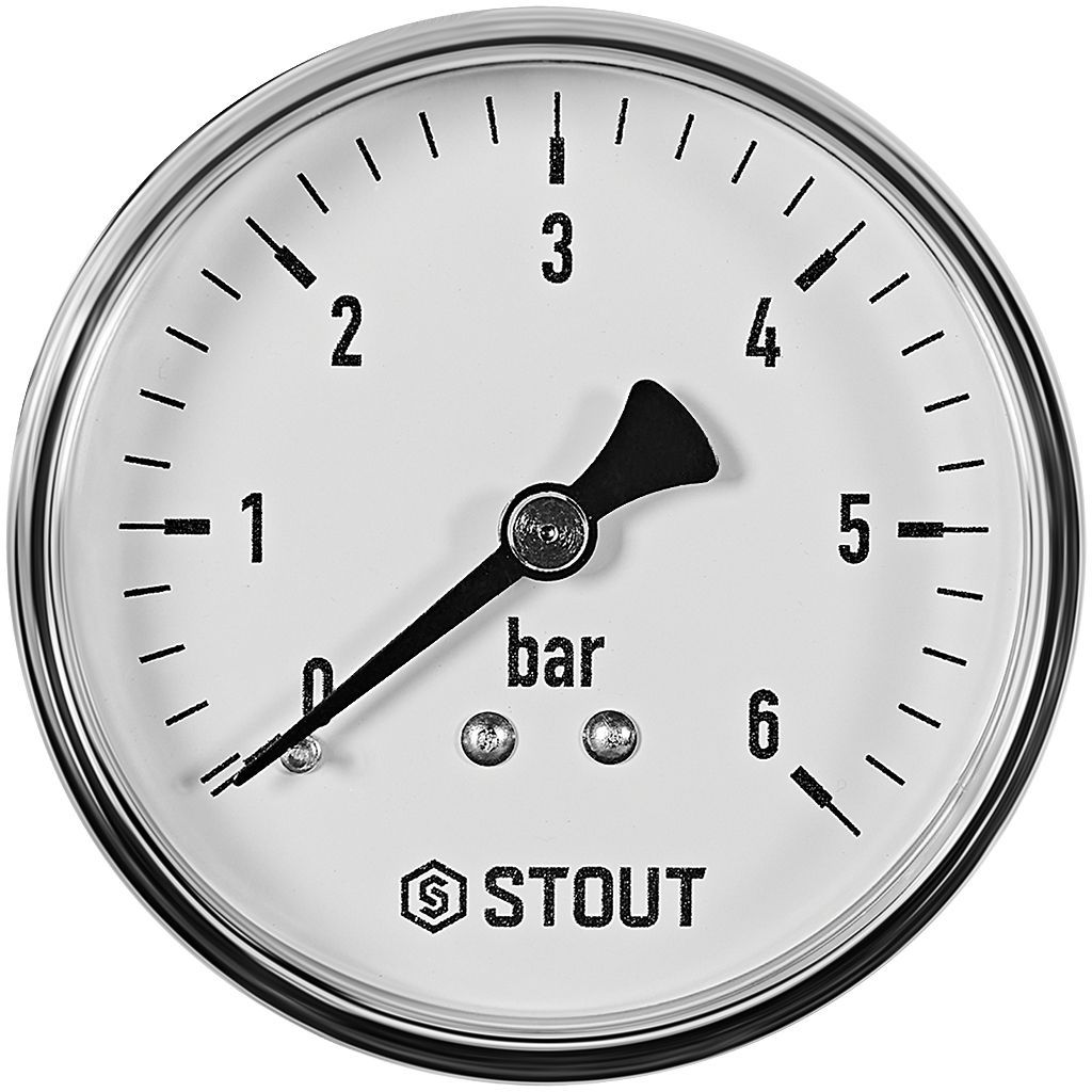 Манометр аксиальный STOUT корпус Dn 63 мм 1/4 , 0...6 бар, кл.2.5