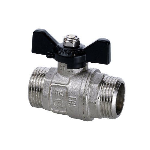 Кран шаровой ГОСТ ручка бабочка, латунь, наружная/наружная резьба  3/4,PN40 никель, RTP