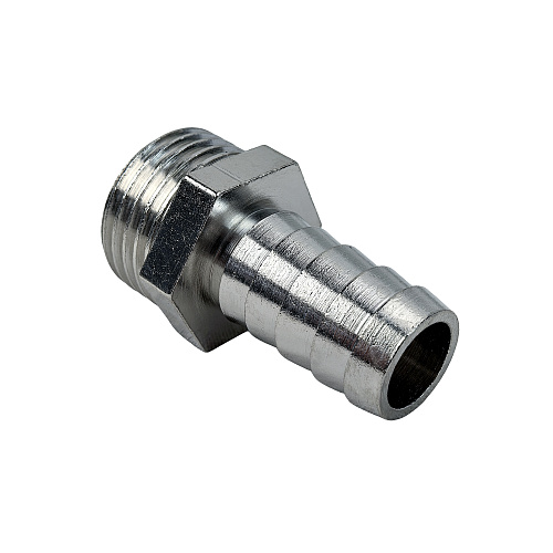 Штуцер для шланга, латунь, наружная резьба 14х1/2, никель, RTP