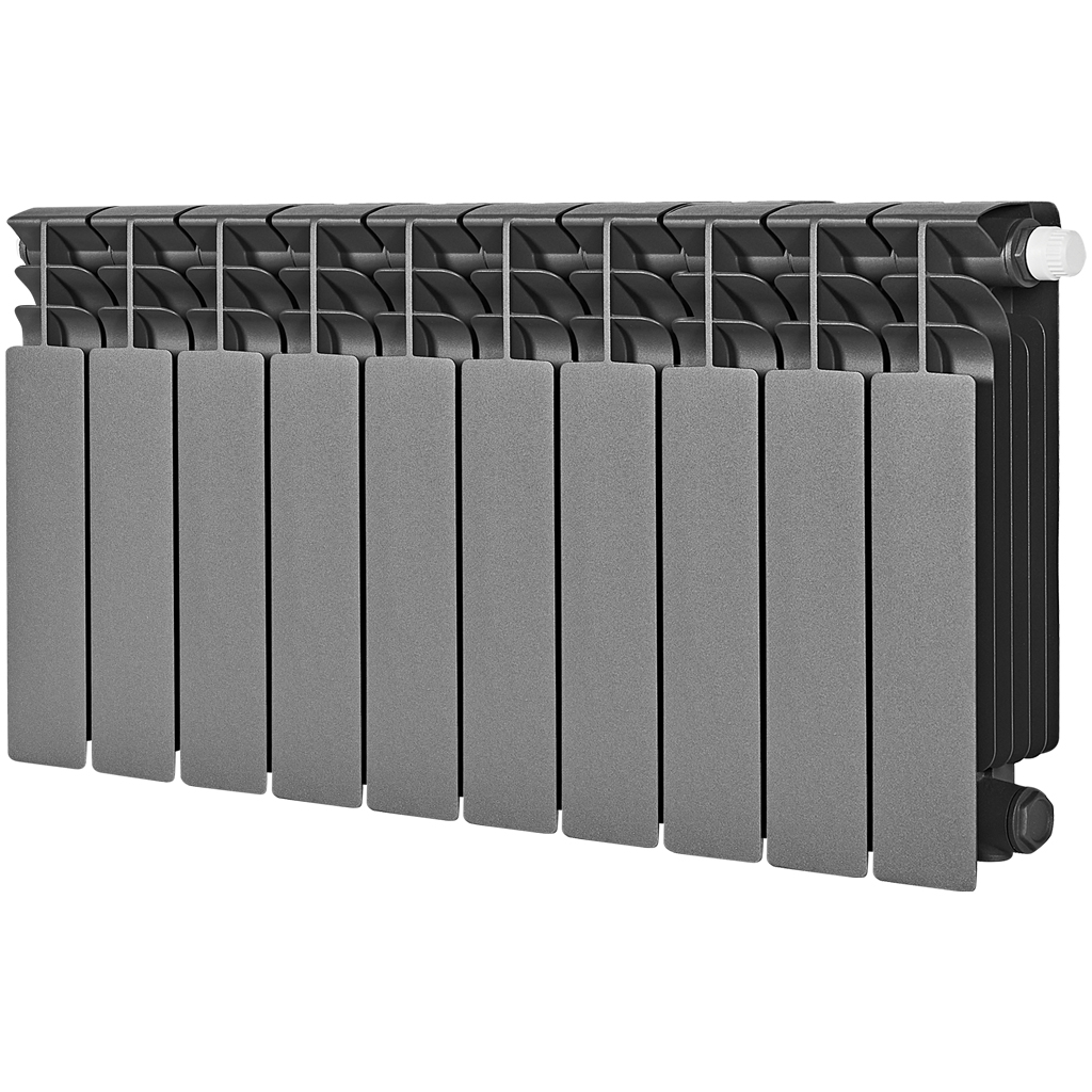 Радиатор биметаллический нижнее правое подключение STOUT TITAN VENTIL 350 10 секций (графит RAL 7024)