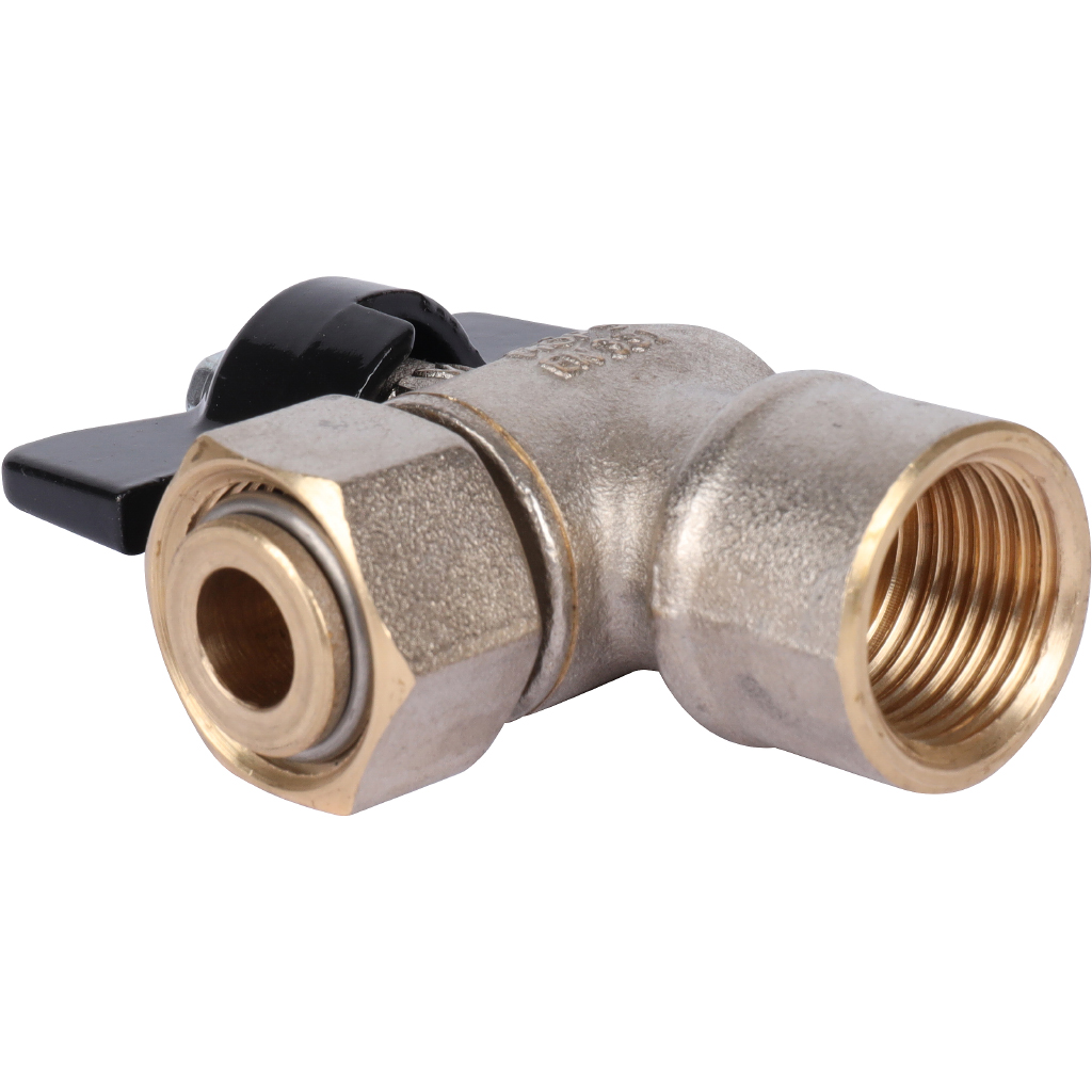 Кран шаровой STOUT 1/2x1/2 с накидной гайкой угловой, ВР/накидная гайка, ручка бабочка, SVB-1010-000015