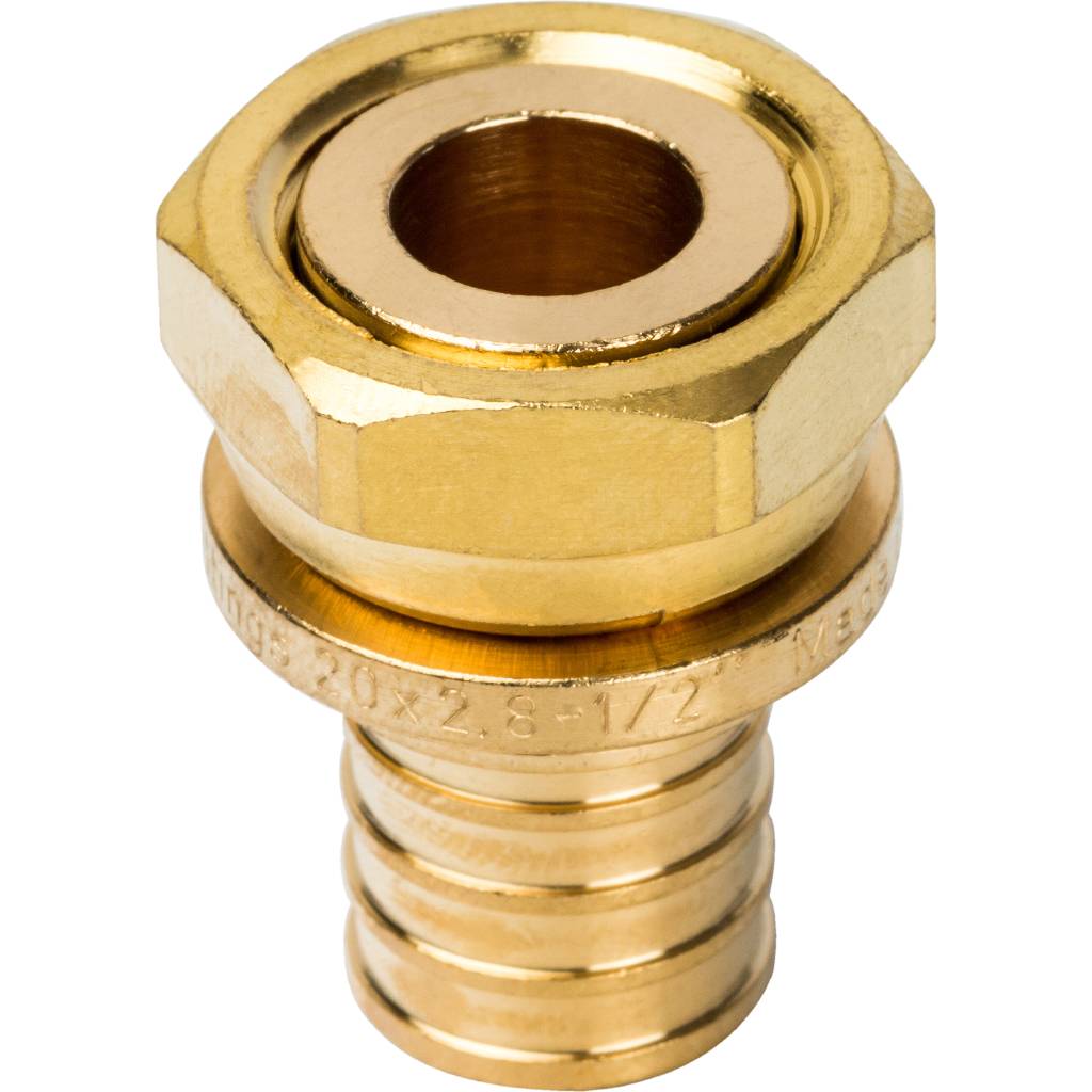 Переходник STOUT с накидной гайкой 20xG 1/2 для труб из сшитого полиэтилена аксиальный, SFA-0019-002012