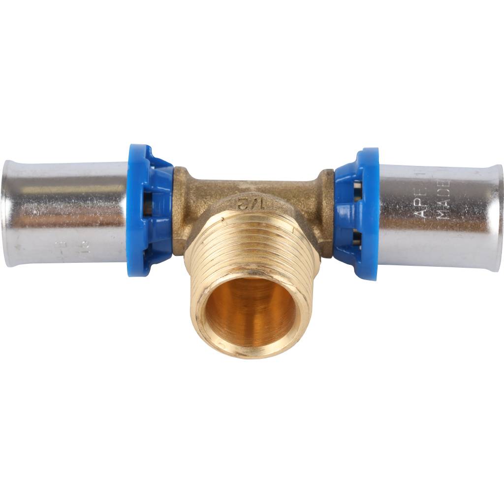 Тройник-переходник APE с наружной резьбой 16х1/2 х16 для металлопластиковых труб прессовой, ARL2003101