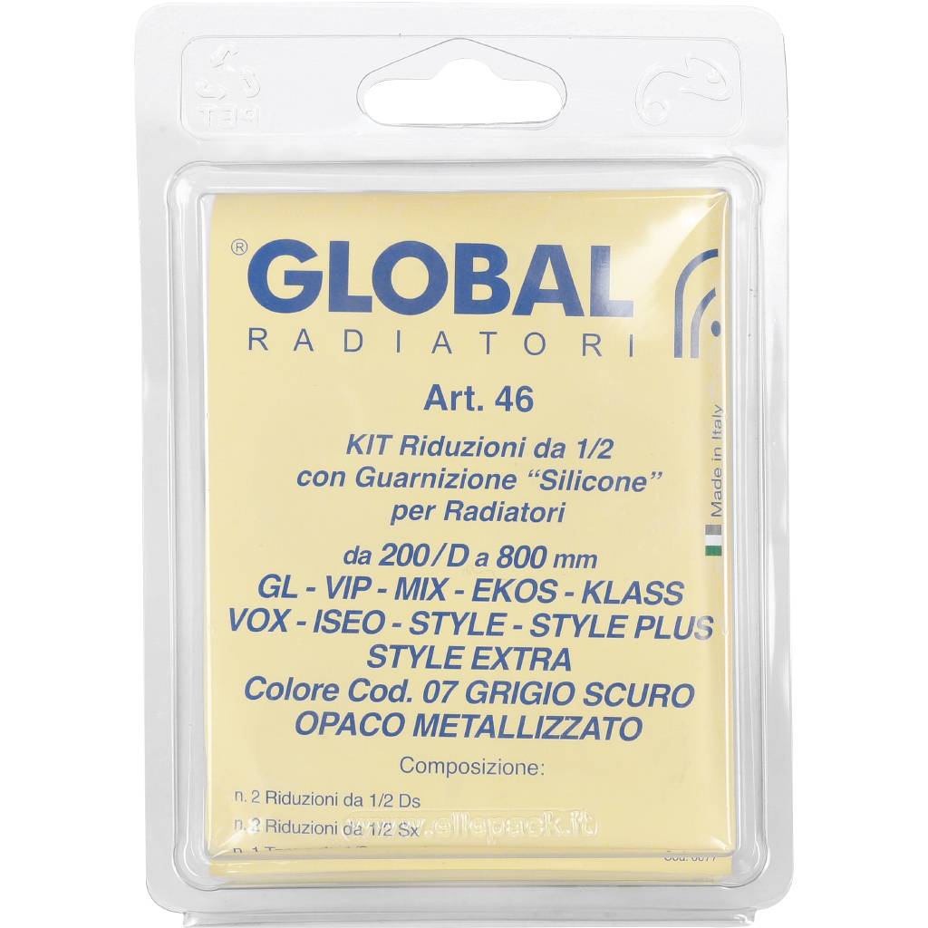 Присоединительный набор для радиатора Global 011046 07 Global KIT 1/2 (цвет cod.07 grigio scuro opaco mettalizzato (черный)), A046KIT1/207