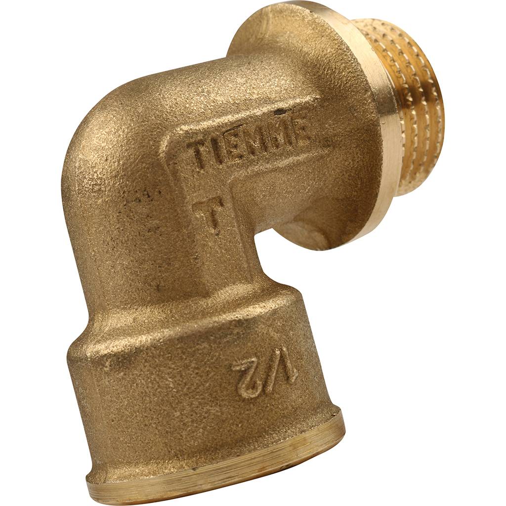 Угольник TIEMME НВ с упором 1/2х1/2 для стальных труб резьбовой, 1500048