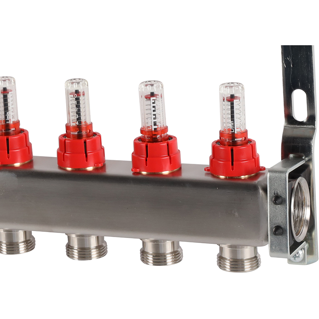 Коллектор из нержавеющей стали с расходомерами ROMMER 9 выходов, RMS-1200-000009