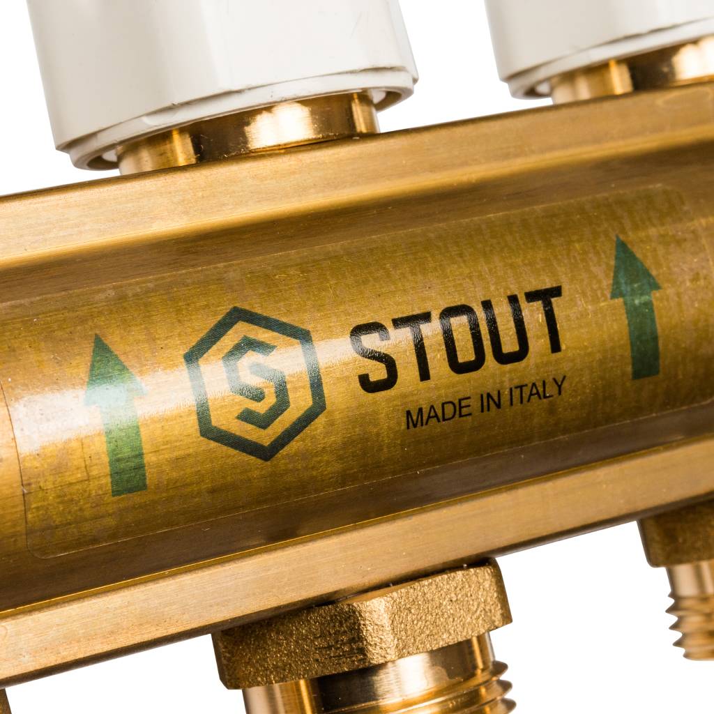 Распределительный коллектор из латуни без расходомеров STOUT 11 выходов, SMB 0468 000011