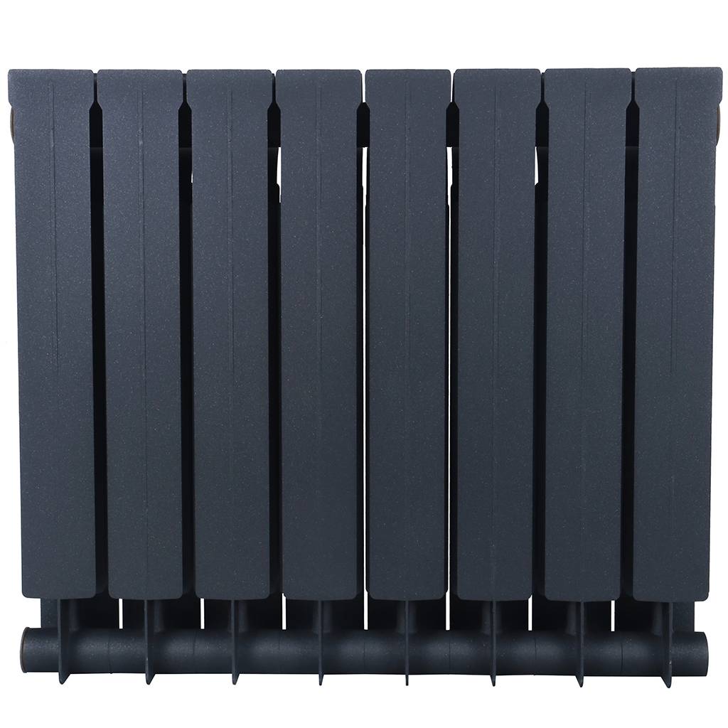 Радиатор биметаллический Global STYLE PLUS 500 8 секции боковое подключение (цвет cod.07 grigio scuro opaco mettalizzato 2748 (черный)), 155263