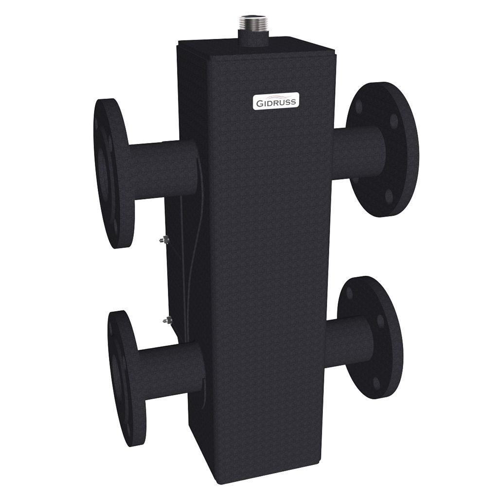 Гидравлический разделитель GIDRUSS GR-250-50F (до 250 кВт, фланец Ду-50, корпус 140х140х5 ст. 09Г2С), 11 00250 19