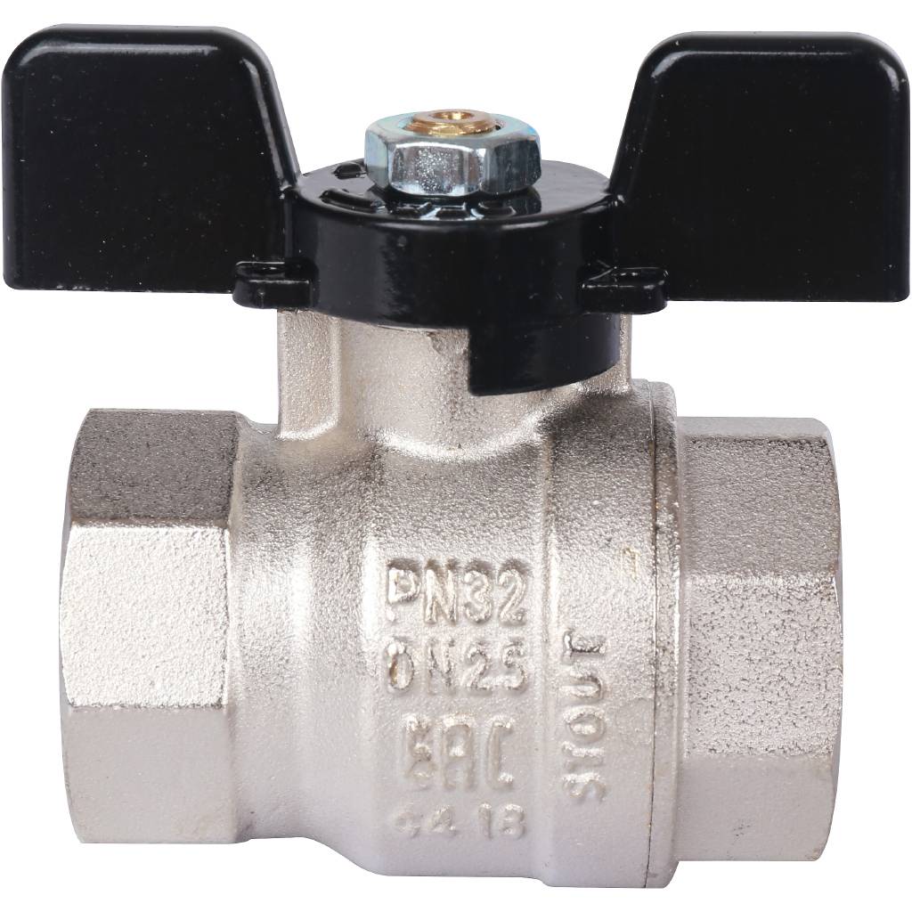 Кран шаровой стандартнопроходной STOUT SVB ВР/ВР, ручка бабочка 1, SVB-0012-000025
