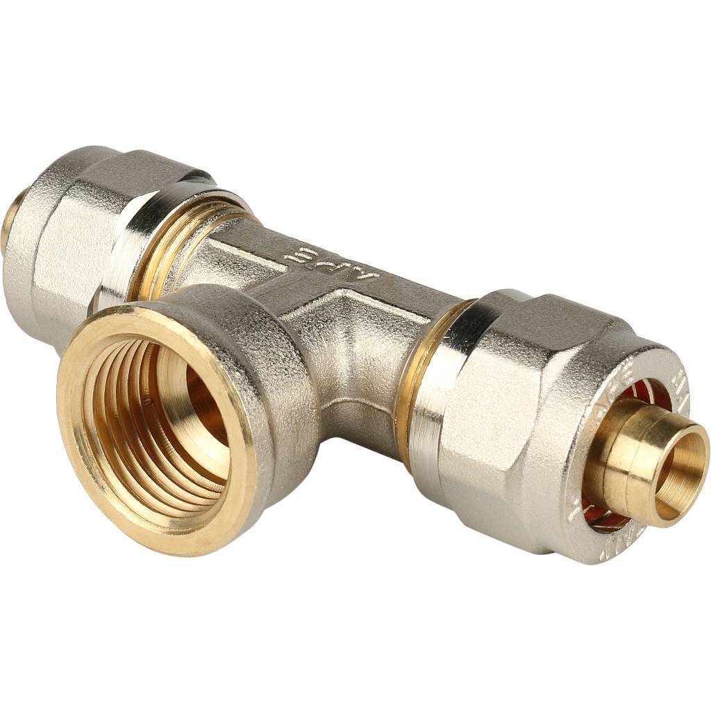 Тройник-переходник STOUT с внутренней резьбой 1/2 х16 для металлопластиковых труб винтовой, SFS-0012-001216