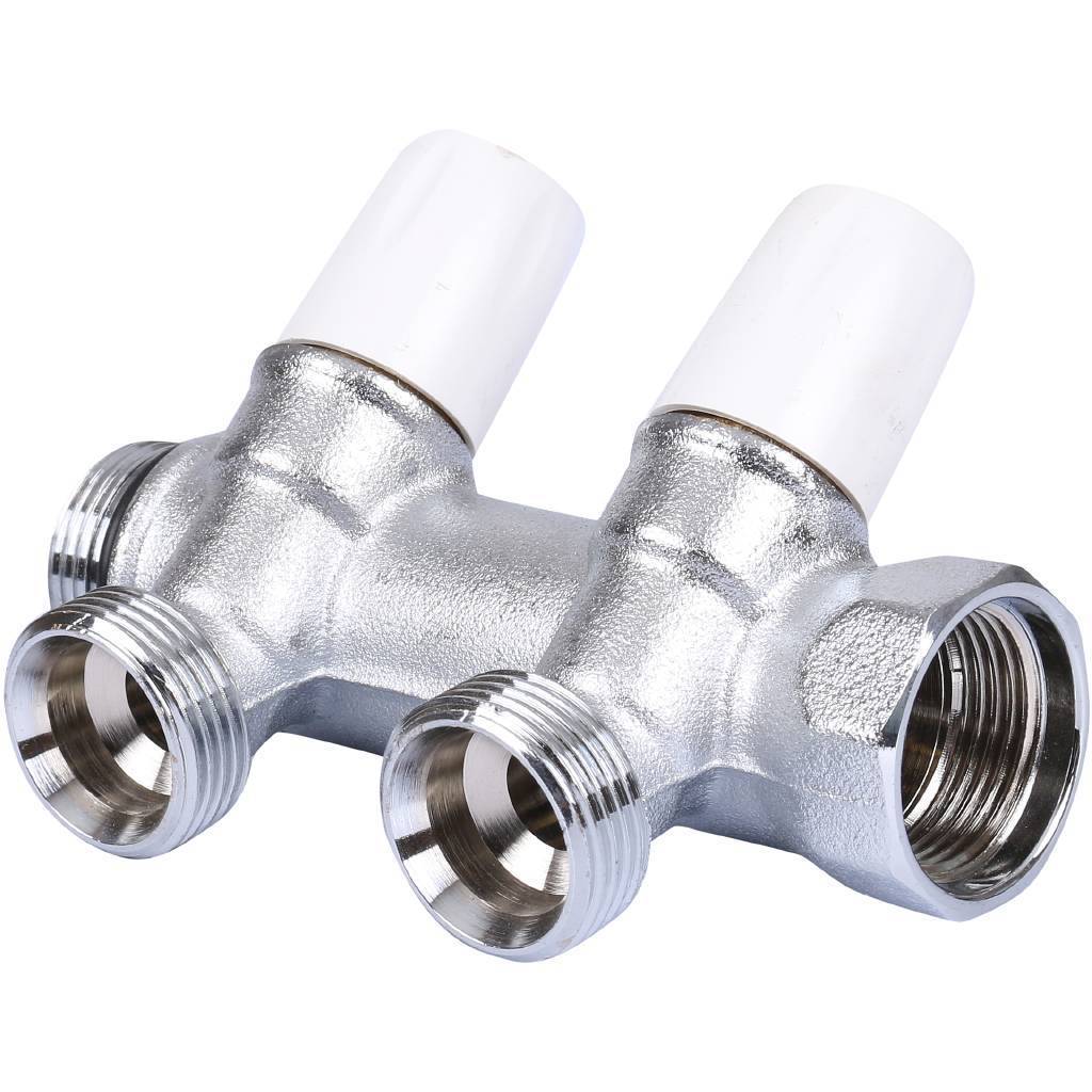 Коллектор с регулировочными вентилями TIEMME 3/4 х1/2 на 3 выхода (хром.)