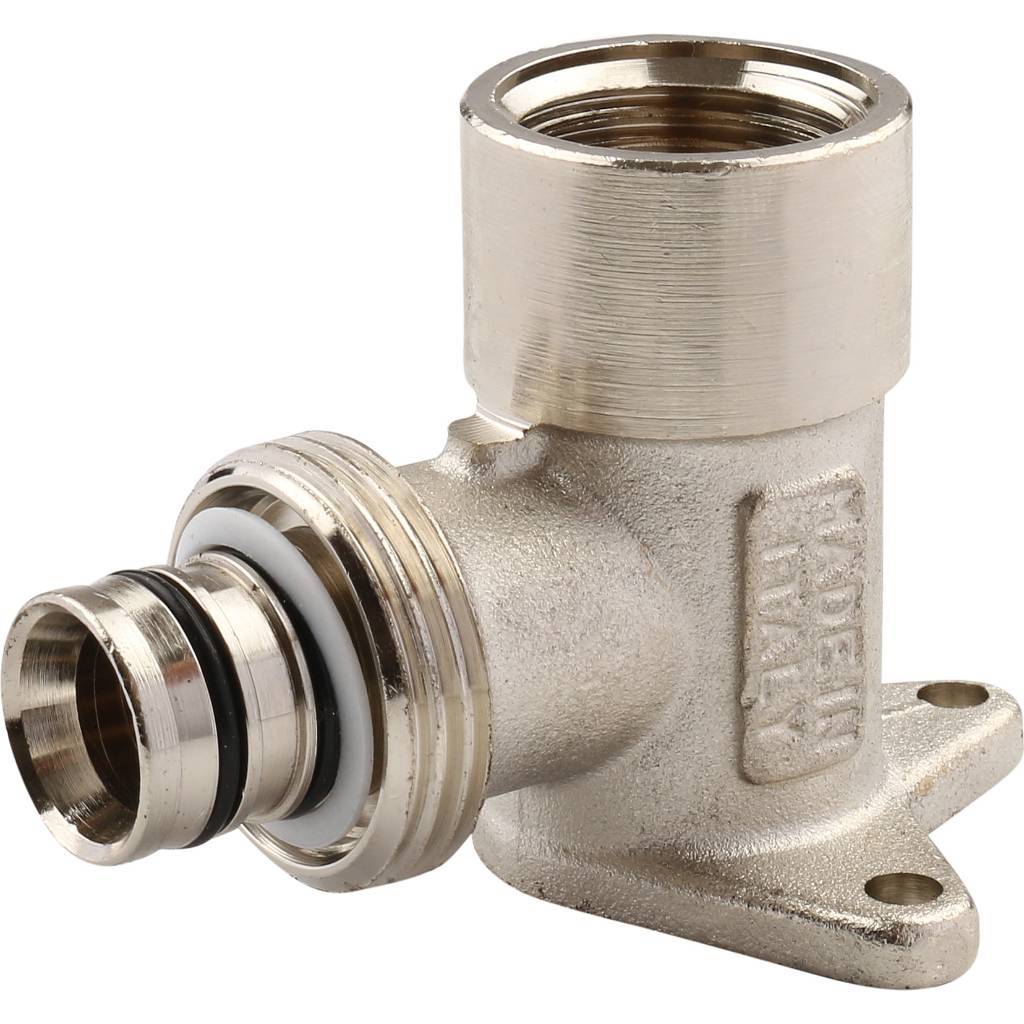 Угольник TIEMME с внутренней резьбой с креплением (20х2.0х1/2) для металлопластиковых труб винтовой, 1600027