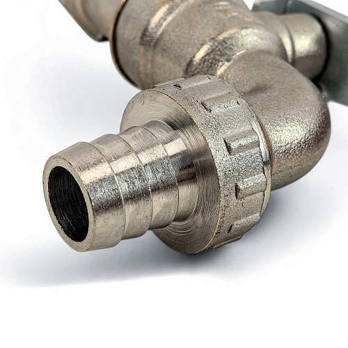 Кран шаровой водоразборный ручка рычаг, латунь, наружная/наружная резьба 1/2х1/2-14, индивидуальная упаковка, никель, RTP