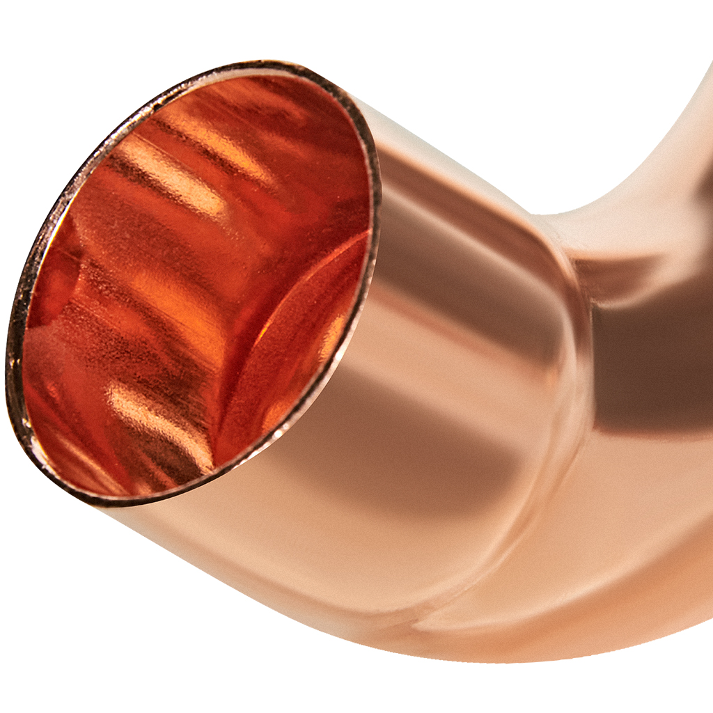 Отвод JINTIAN 90° ВП-НП 28 из меди под пайку, JT-15001A28E