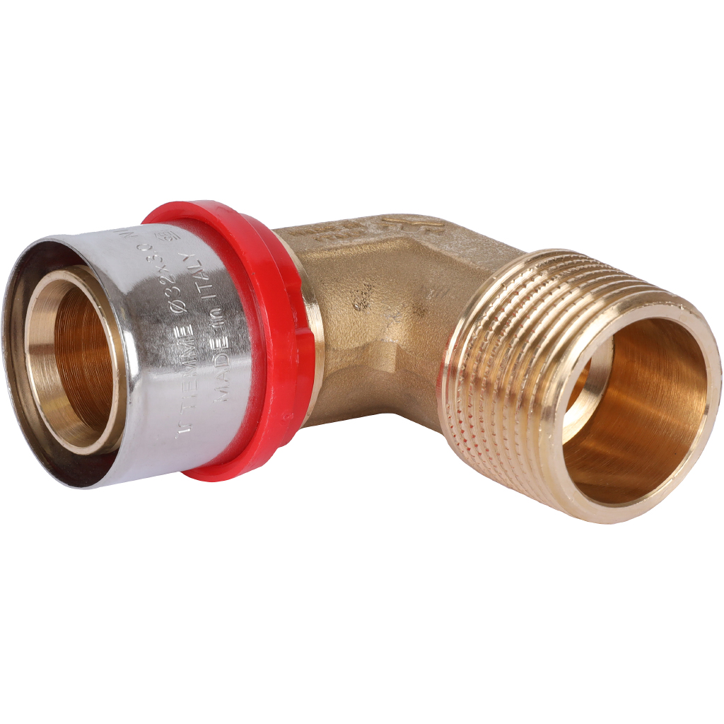 Угольник TIEMME с наружной резьбой 32x1 для металлопластиковых труб прессовой, 1650074