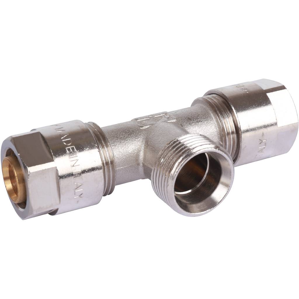 Тройник с наружной резьбой Prandelli Multyrama (20х2.0х3/4) для металлопластиковых труб винтовой, 103.07.62.0