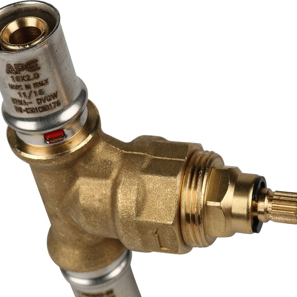 Вентиль с хромированной ручкой STOUT 16х16 для металлопластиковых труб прессовой, SFP-0014-001616